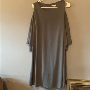 Blue gray bare shoulder dress